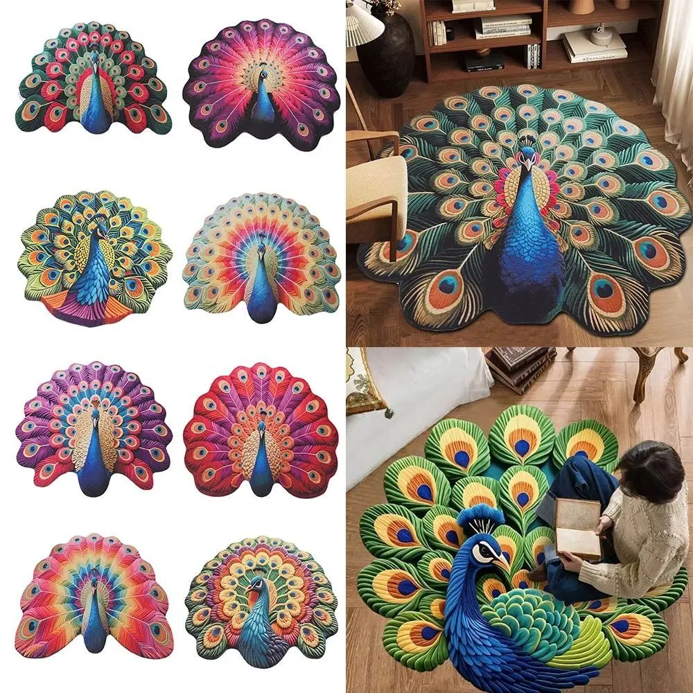 

Ковер с павлином специальной формы, нескользящий мягкий напольный коврик для ванной комнаты, впитывающий коврик 40x40 см/60x60 см/80x80 см/100x100 см, коврик с павлином