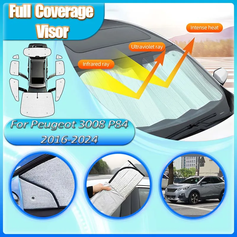 

For Peugeot 3008 P84 MK2 Accessories 2016-2024 Car Full Privacy Sun Visors Window Cover Sunshades Protect Covers Car Accessories