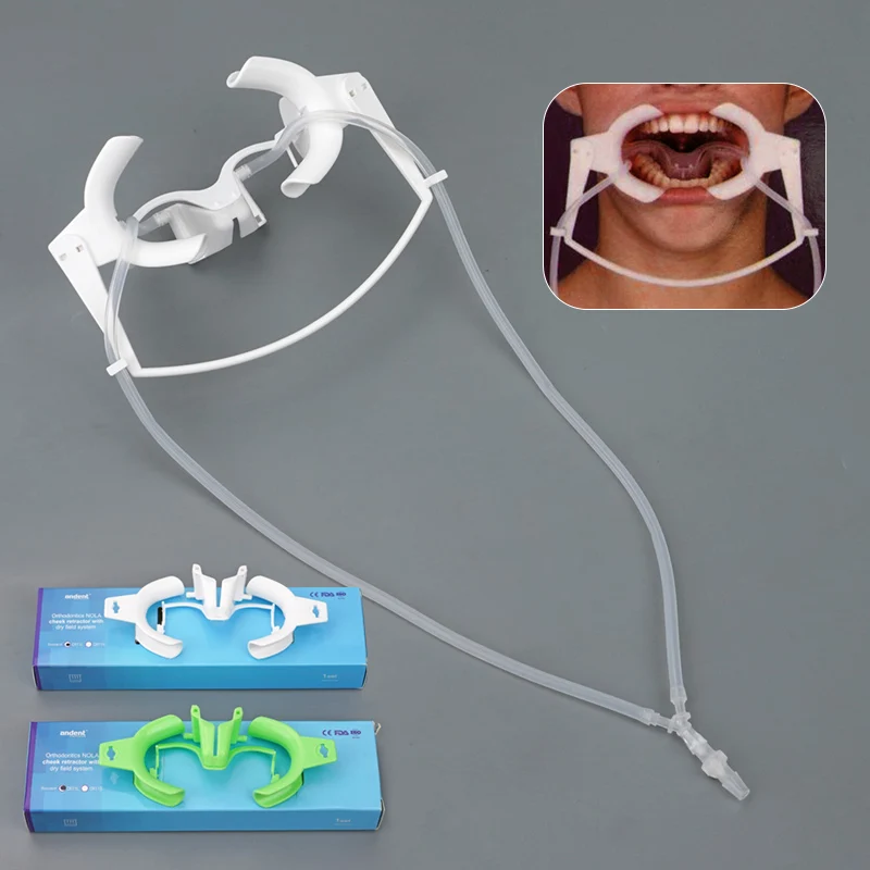 Orthodontic Cheek Retractor Dry Field System Mouth Opener with Saliva Suction Tube Reusable for Bracket Bonding
