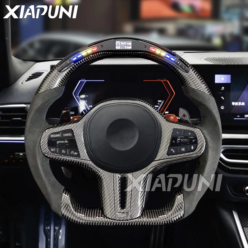 new Led Steering Wheel For BMW M3 M5 G Series 1- 4 Series X1 X2 X3 X4 X5 X6 X7 Z4 Customized RPM Racing Carbon Wheel