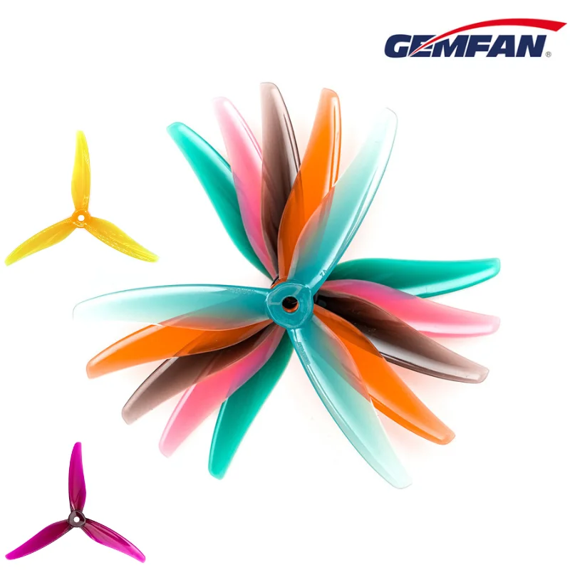 Gemfan 51466 V2 5-inch 3-Blade Hurricane Propeller – CW CCW, FPV Racing Drone, Multirotor Quadcopter, 6 Pair/12pcs
