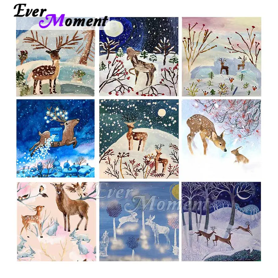 

Art Collection Cross Stitch Gift Romantic Animal Deer Winter Ever Moment Diamond Painting Cartoon Fantasy ASF2329