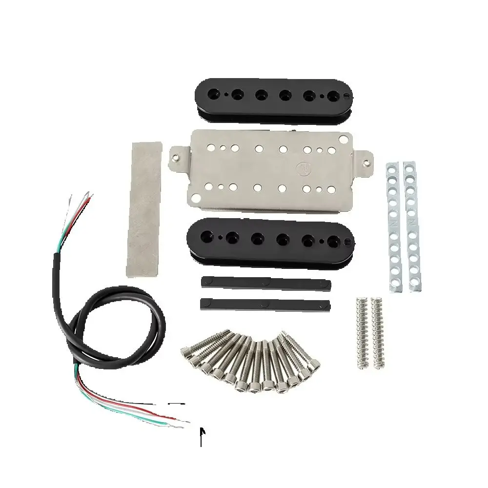 [Pickup DIY Kits] Alnico 5 Humbucker Pickup Kits-Cupronickel Baseplate/ Fixed/Adjustable Pole Piece/4C Cable Pickup Kits
