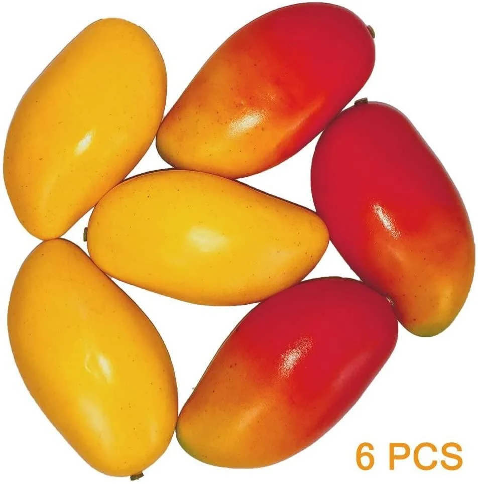 6 Pcs Artificial Mangoes Simulation Fake Fruit Home Decor Photo Props Restaurant Display Fruit Ornaments (Red & Yellow)