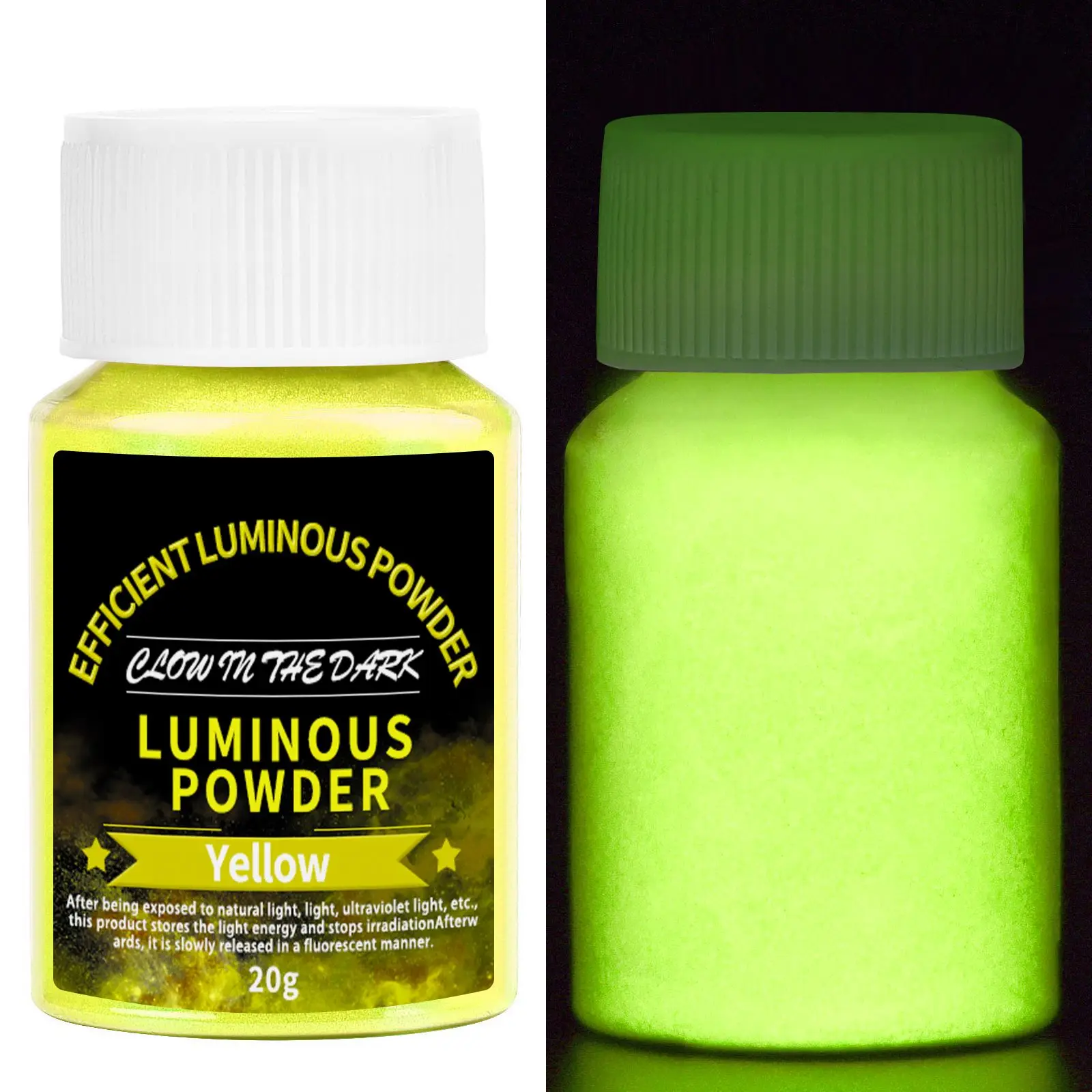 20 g langlebiges, helles, leuchtendes Pulver, Farbe, Epoxidharz-Pigment, leuchtet im Dunkeln, fluoreszierendes Pulver, DIY-Schmuckherstellung, Füllstoff