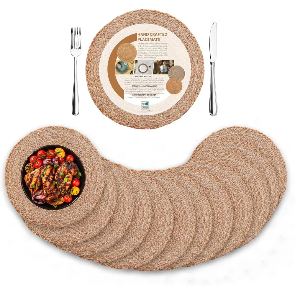 

Набор из 12 салфеток из натурального джута, 13 богемных фермерских салфеток, ручная работа для подвески в деревенском стиле, термостойкие, легко чистящиеся, нескользящие