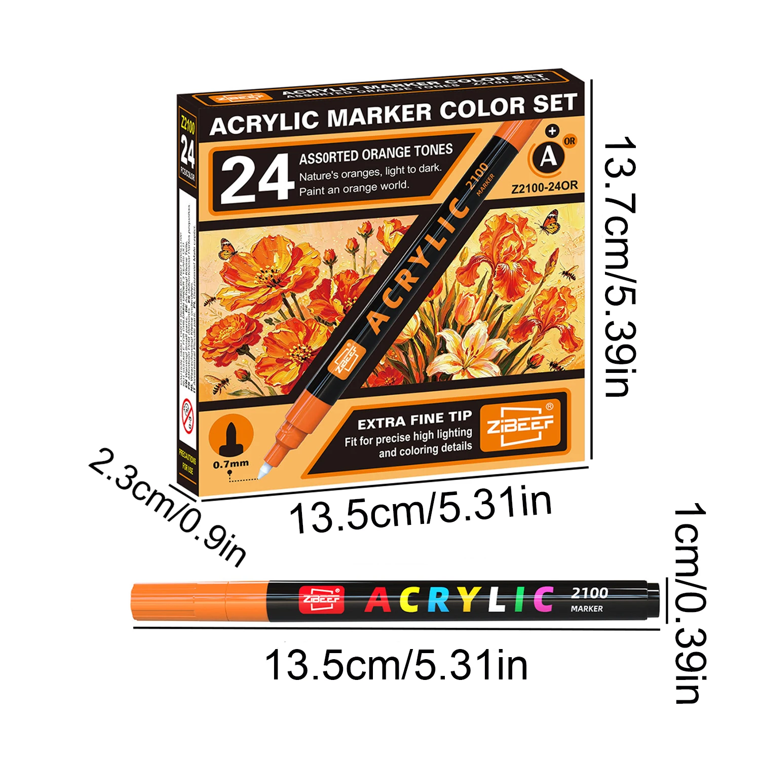 Extra Fine Tip Acrylic Paint Pens 24 Colors Assorted Tone Set High Gloss Markers for Ceramic Glass Wood Canvas DIY Painting view 2