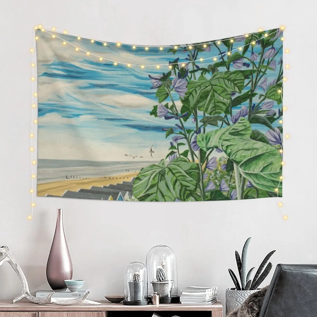 Southwold flowers and beach painting Tapestry Decor Home Wall Art Tapestry