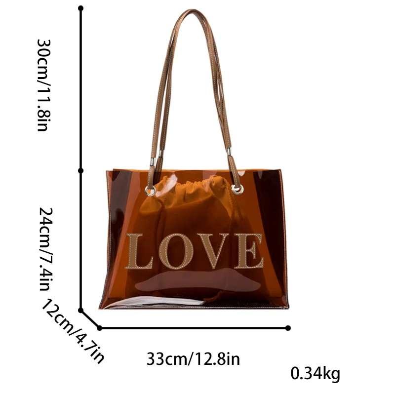 Large capacity Lady Transparent Shoulder Bags For Women Clear Bag 2024 Summer Beach Bag Big Totes Lady Fashion Travel Handbags