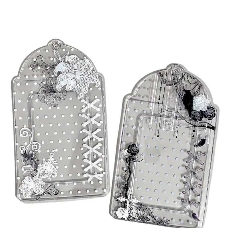 1Pcs Polka Dot Floral PVC Card Holder 3 Inch Kpop Photocard Idol Card Storage Display Pouch Pendant