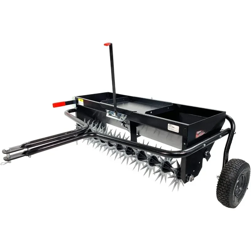 Brinly AS2-40BH-P Aerator Spreader with Weight Tray Tow Behind Combination , 40-Inch, Flat Black