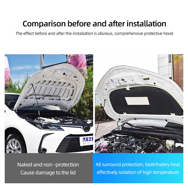For Toyota Corolla Sedan 2007 2013 2018 2021 Car Heat Sound Insulation Cotton Front Hood Engine Firewall Mat Pad Cover