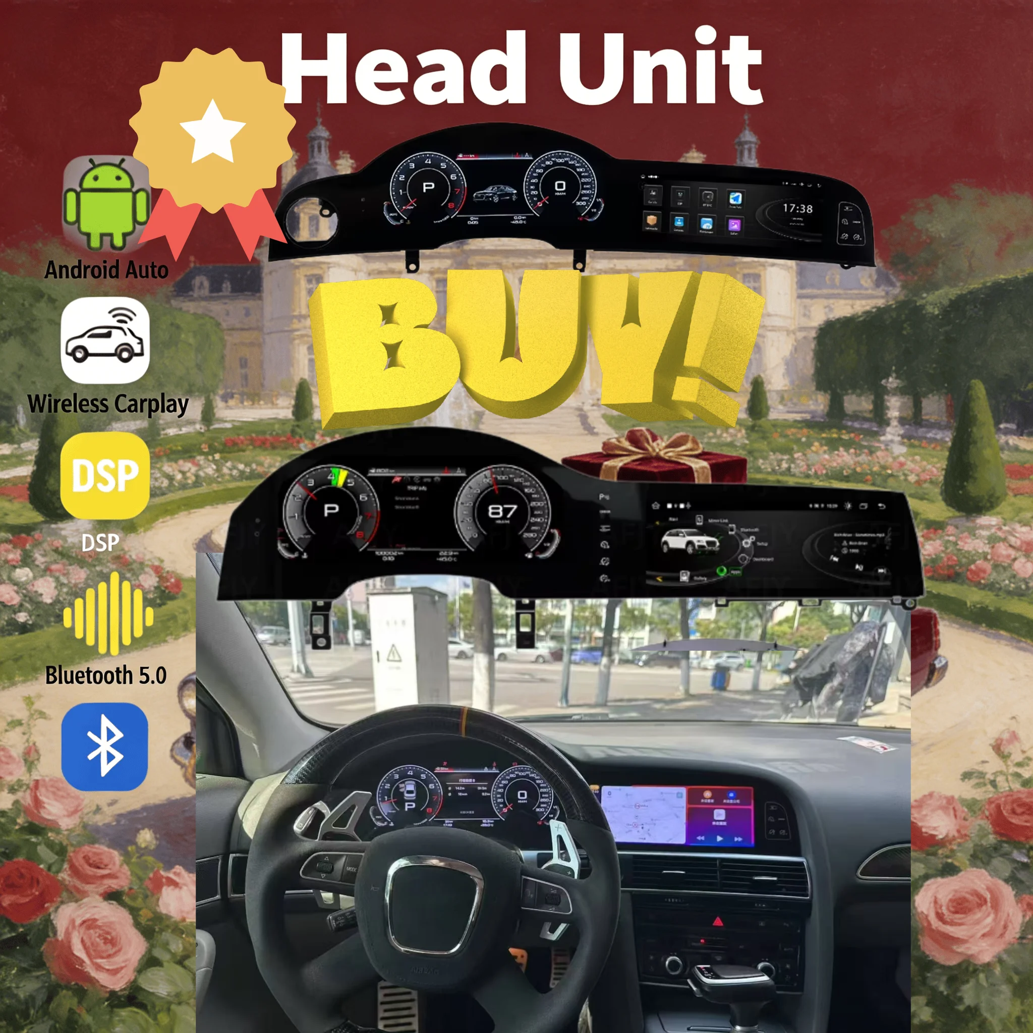

Двухэкранный мультимедийный проигрыватель Android Auto для Audi Q7 2006-2015 + цифровая приборная панель, автомобильное радио, Carplay, GPS-навигация, BT 5.0