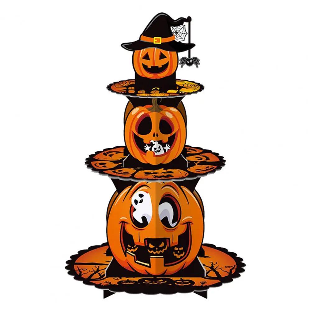 

Pumpkin Printed Cupcake Tower Pumpkin Cupcake Tower Eye-catching Halloween Cake Stands Multi-layer for Festive for Displaying