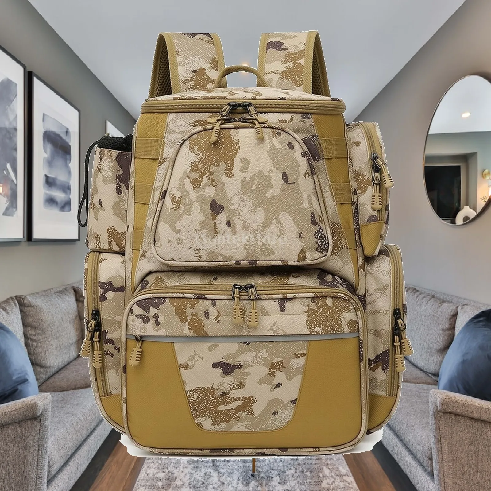 35L Fishing Gear Backpack with Polyester Build and Multiple Pockets for Camping Pedaling and Outdoor Fun