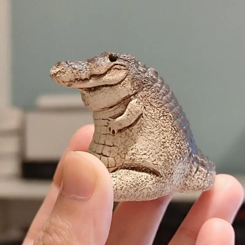 Estatuetas de animais Jacaré Figura, Ornamento Chubby Animal, Resina Jardim Crocodilo Decoração, Pátio Arte, Varanda