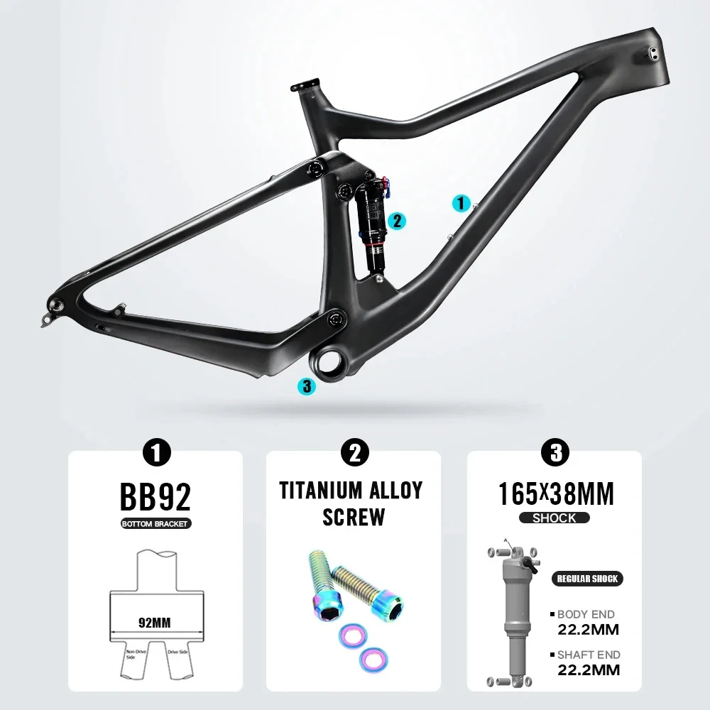 Lexon Full Carbon MTB Frame XC Bike Frames Suspension 29er Boost XC Cross country Trial Cycling frame rockshox DNM SHOCK Parts