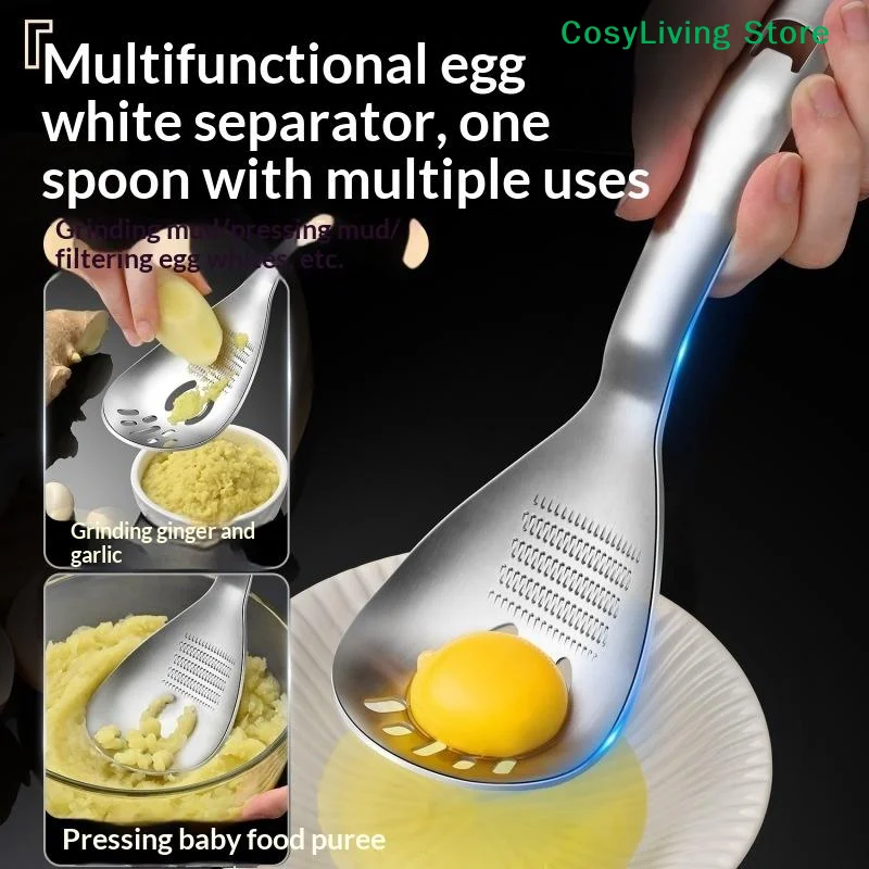 Multifunktionales Küchenutensil aus Edelstahl zum Kochen von Knoblauch, Ingwer, Gemüse, Reibe, Zerkleinerer, Löffel, Küchenzubehör