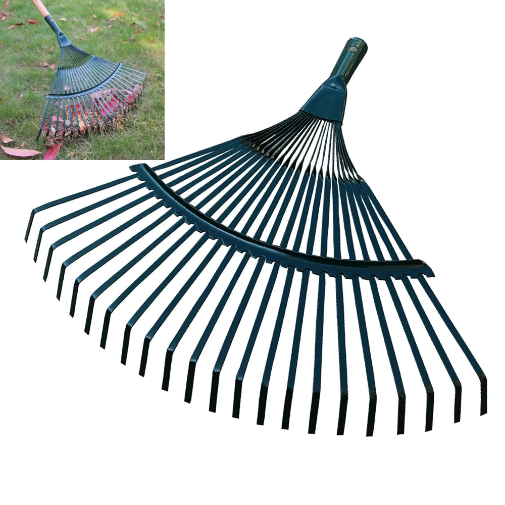 

22 Teeth Fan Shaped Rake Head Replacement Garden Rake Head Carbon Steel Garden Dead Leaf Cleaning Rake Farming Rake Garden Tool