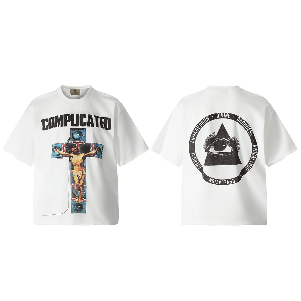 SAINT OF MICHAEL 1:1 Japanese Style Streetwear Fashion Printed Tee Loose Oversized Tops 100%Cotton Vintage T Shirt For Men