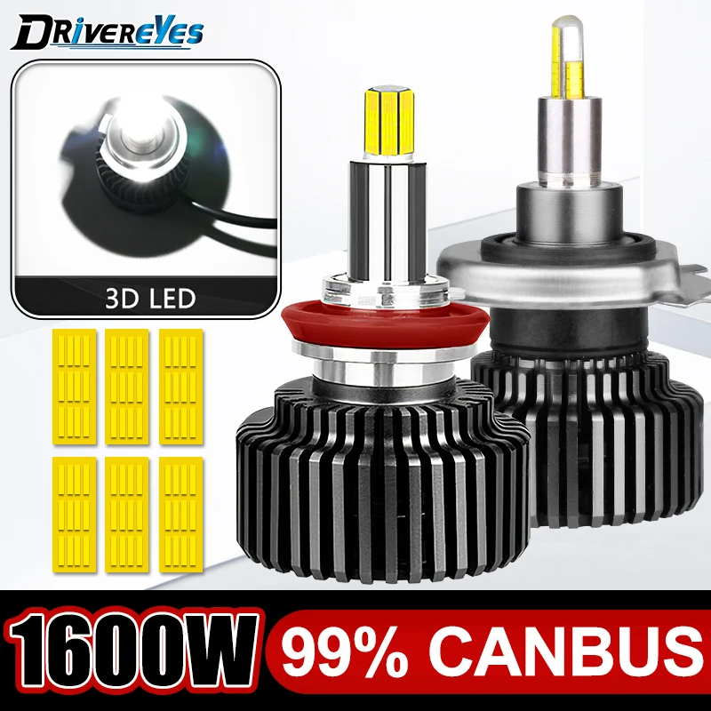 

Drivereyes H7 H4 Led 360 H1 HB3 HB4 9012 HIR2 Led H11 H8 9006 9005 6000K White Car Headlight Bulb Auto Fog Lamp 360 3D CSP Chips