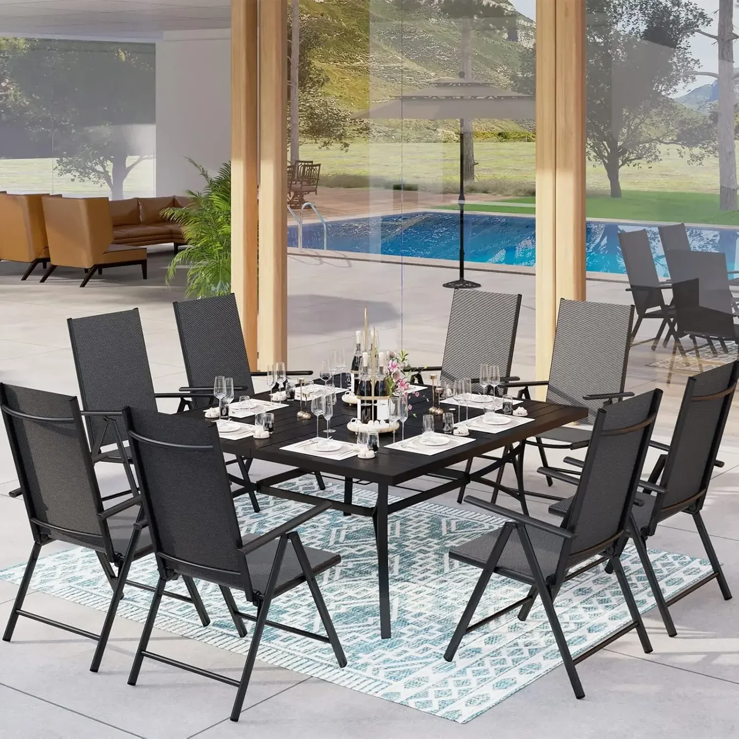 9 PCS Patio Dining Set with 60