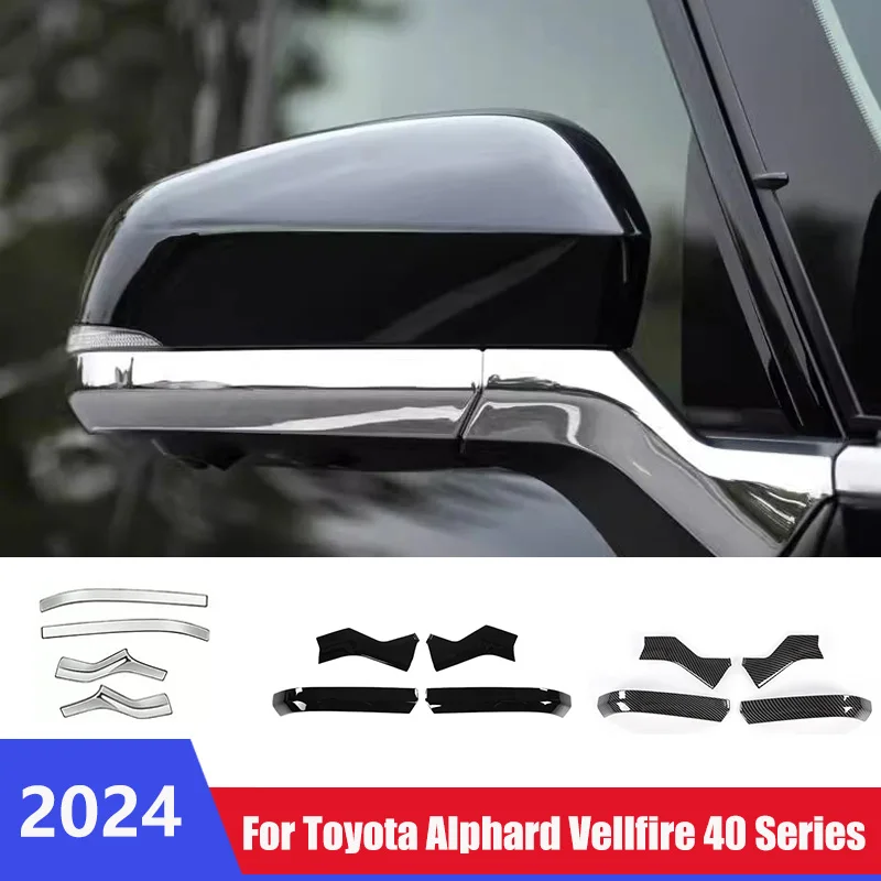 For Toyota Alphard Vellfire 40 Series 2024 ABS Chrome Car Side Rearview Mirror Decorative Protective Strip External  Accessories