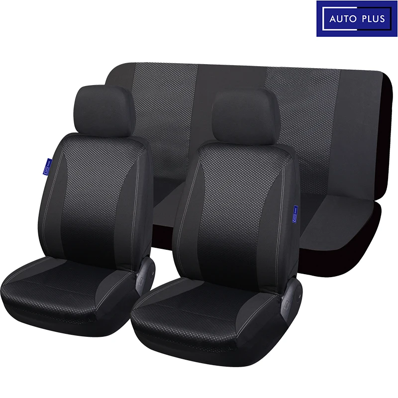 AUTO PLUS W kratkę poliester patchworkowy, z siatką tkaniny uniwersalny Unisex zestaw pokrowców na siedzenia samochodowe akcesoria wnętrze z gąbką