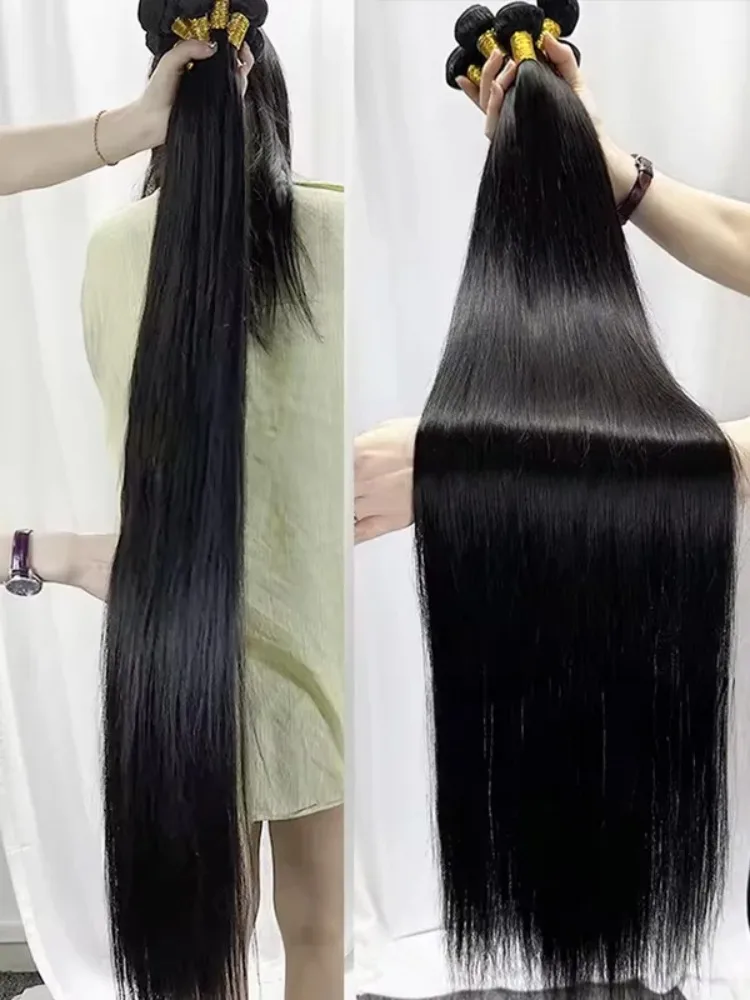 

30, 40-дюймовые прямые 100% пучки человеческих волос, натуральные бразильские необработанные человеческие волосы Remy Virgin, 1/3/4 шт., наращивание человеческих волос