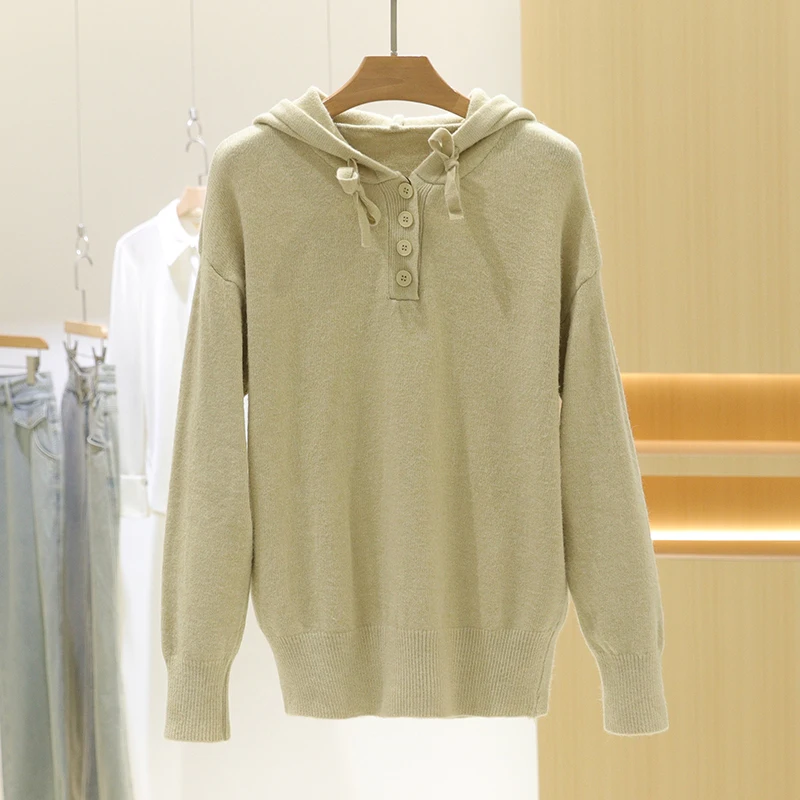 

Корейский вязаный свитер-толстовка с длинным рукавом, зимний, повседневный, универсальный, облегающий, для женщин, мягкий, теплый, дышащий