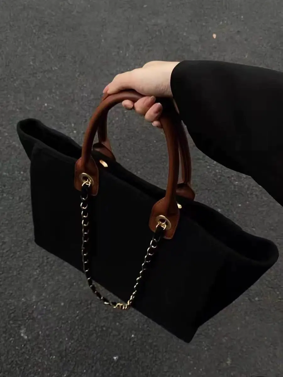 

Canvas Bag Women Spring Summer Fashion Simple Office Lady Chains High-Capacity Shoulder Bags Handbag