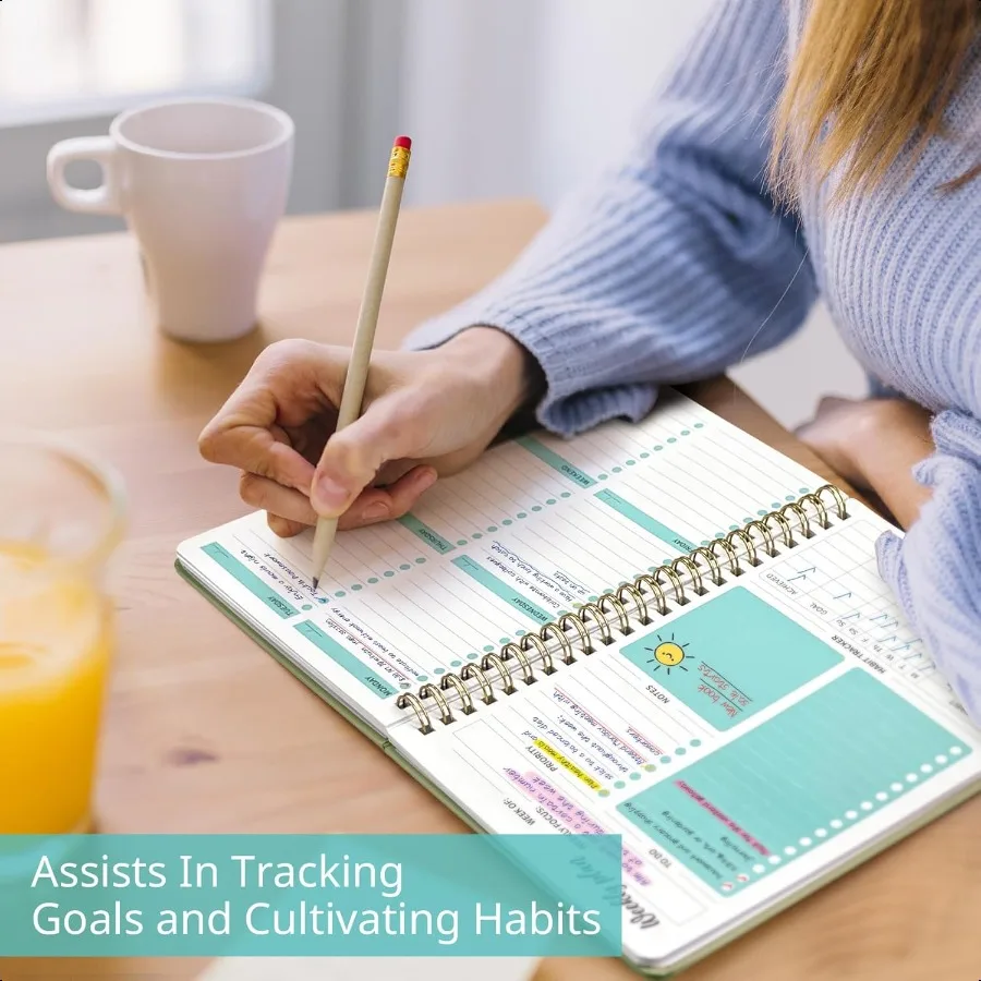 Undated Weekly Planner Weekly To Do List Notebook with Goal Habit Tracker Organizer A5 Weekly Planner Notebook with Spiral Bind