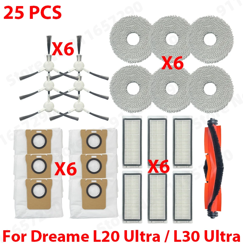 For Dreame L20 Ultra / L30 Ultra Spare Parts Vacuum Cleaner Main Side Brush HEPA Filter Mop Cloths Dust Bag Accessories image 3