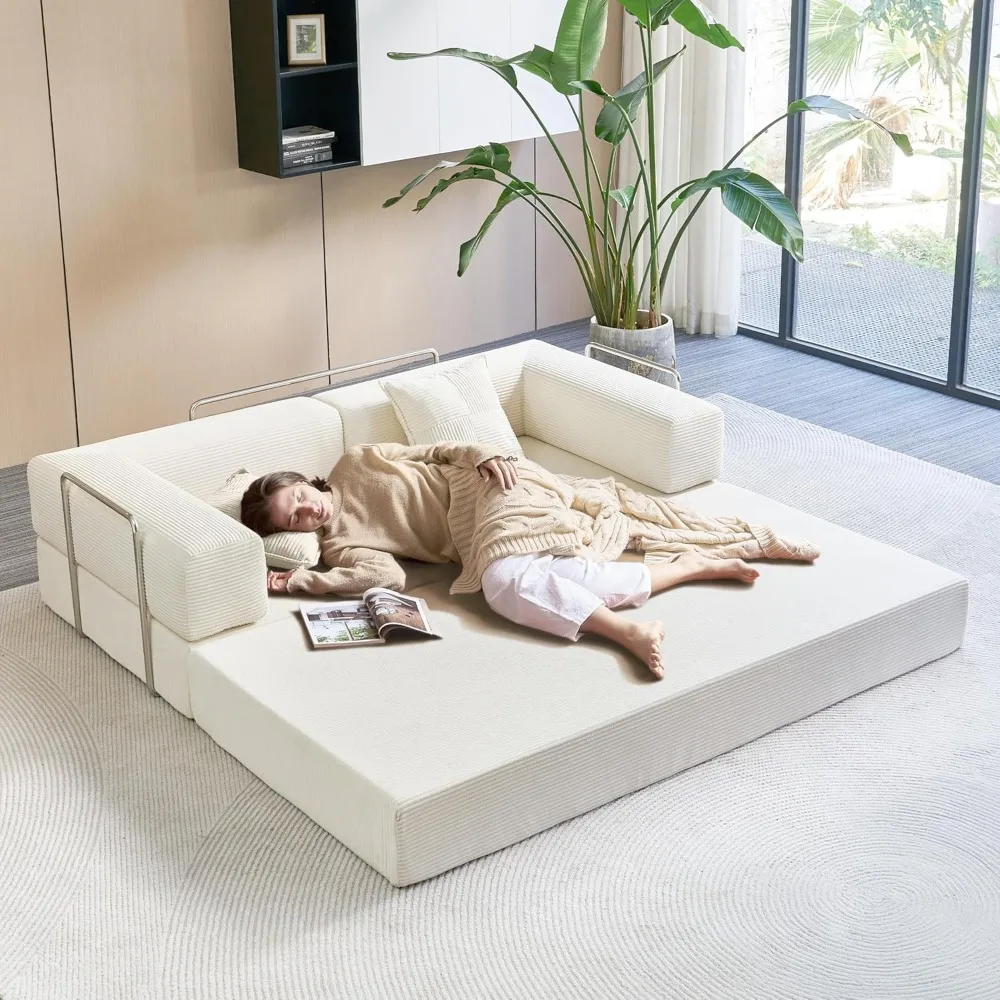 Folding Sofa Bed 78 Convertible Couch with Memory Foam and Pillow Back Support for Comfortable Sleeping