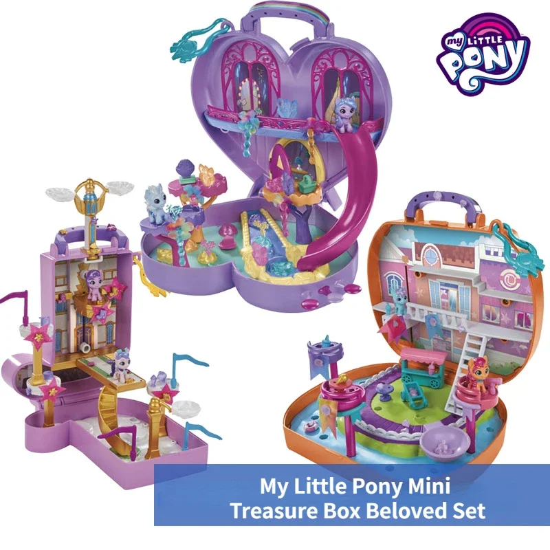 

Hasbro My Little Pony Mini Treasure Box Beloved Set Twilight Sparkle Pinkie Pie Doll Toy Model Anime Figures Collect Ornaments