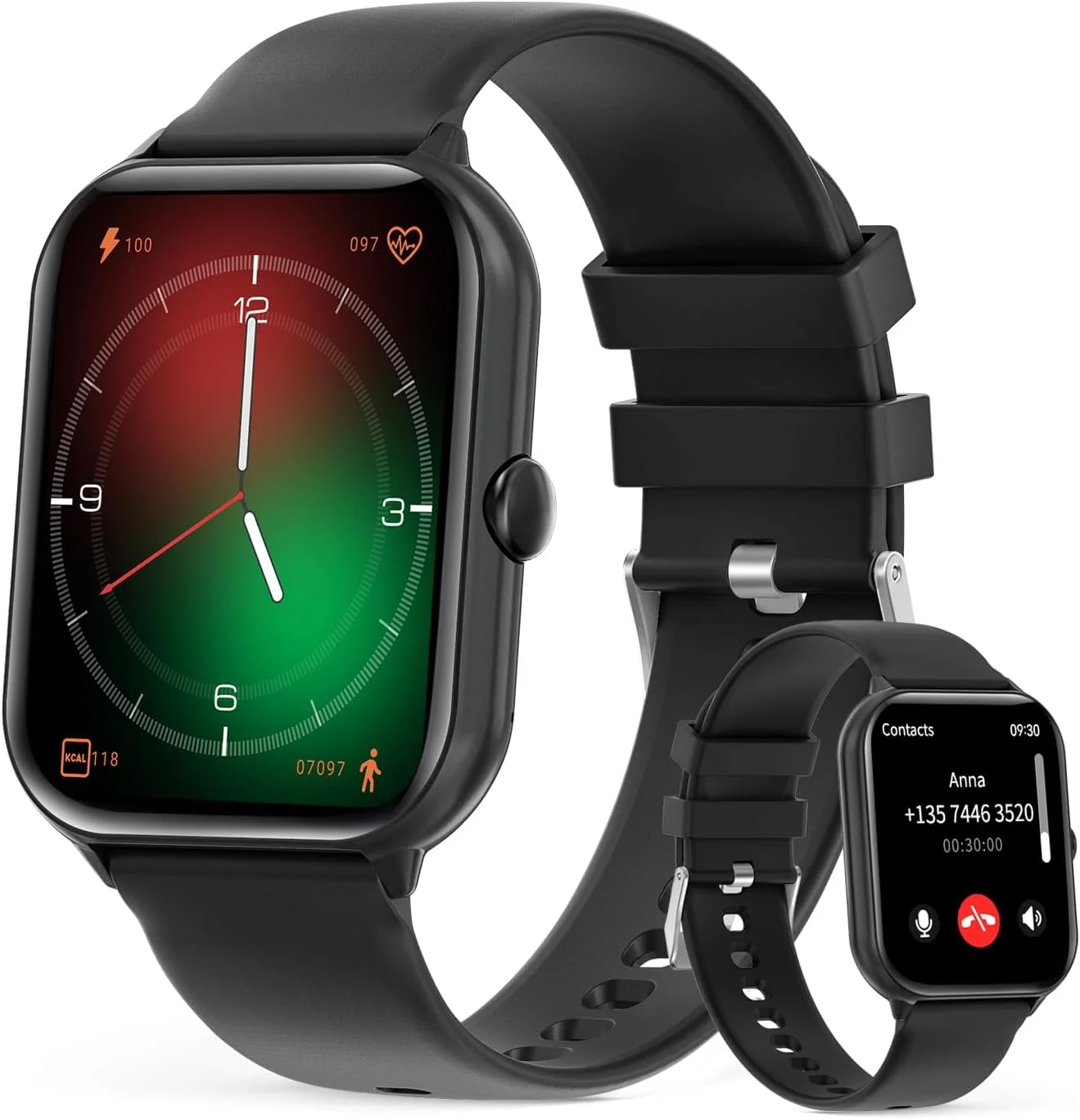 Reloj inteligente para hombres y mujeres, pantalla HD de 1,95 pulgadas, Bluetooth, llamada de voz, monitorización del ritmo cardíaco, rastreador deportivo, más de 100 modos deportivos