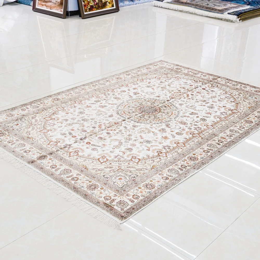 

6x9ft Ｈandmade Silk Rugs for Sale Favorable Wholesale Carpets Online Bazar Oriental Rug Soft Silky Touch Knotted Carpet Bedroom