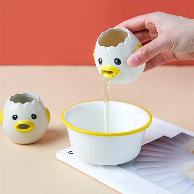 فاصل بيض لطيف، فاصل صفار بيض دجاج من السيراميك، فلتر بيض صغير منزلي عملي، Splitterm12k