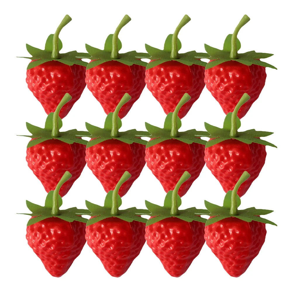 10 Pcs Simulated Strawberry Artificial Strawberries Fruits Ornament Fake Model Faux Pvc