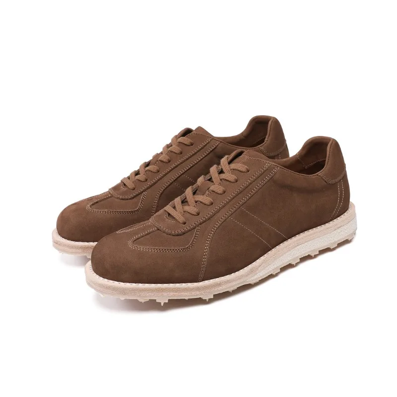 Washed Cowhide German Training Shoes Casual Board Men's British Retro Low-top Wear-resistant Handmade Sneakers