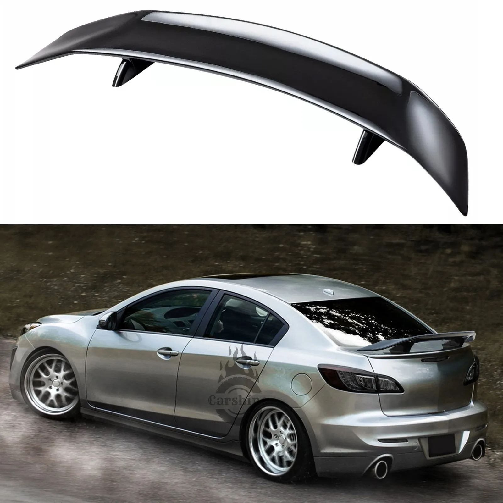 

Задний спойлер-антикрыло GT глянцевого черного цвета для седанов Mazda3 и Mazda6 (замена)
