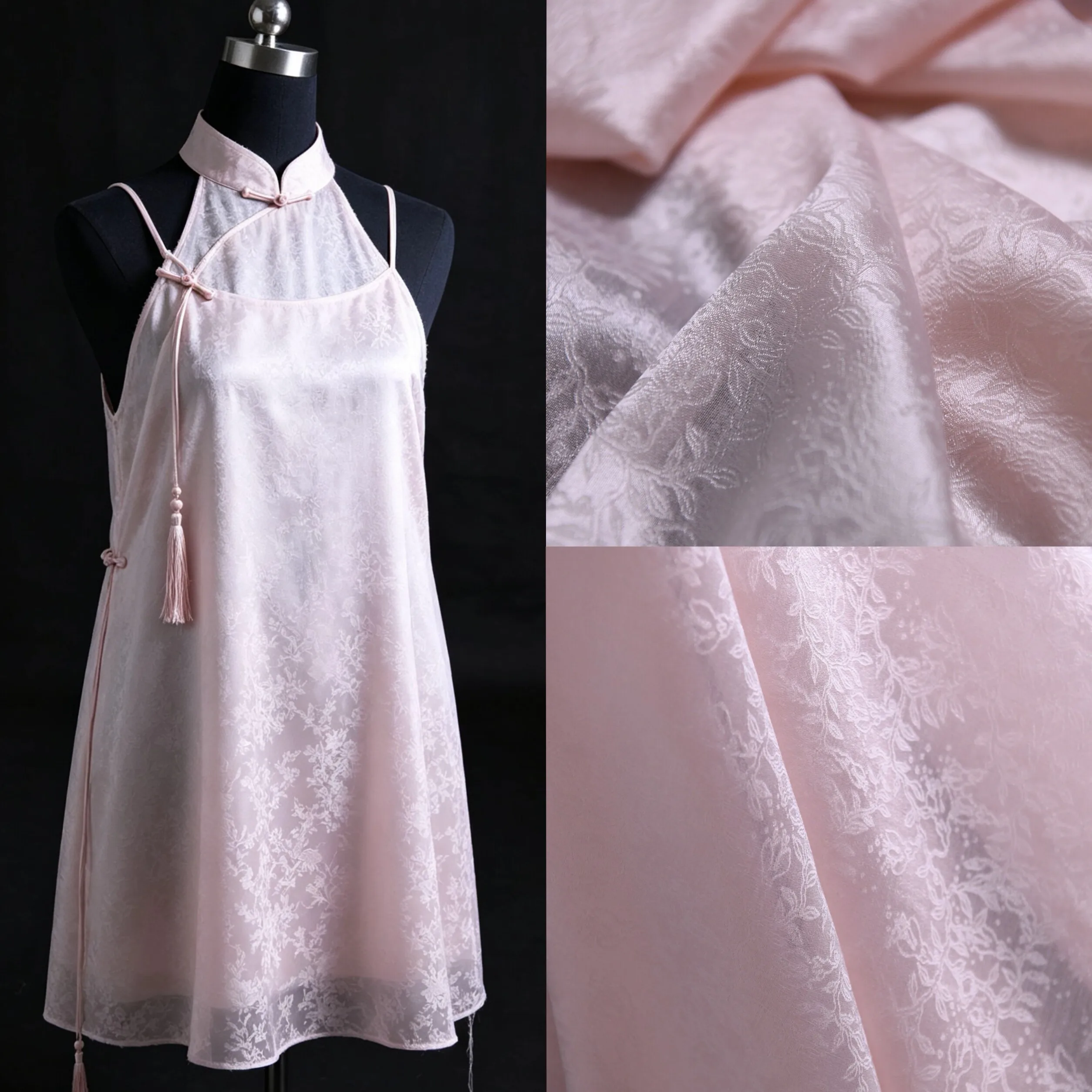 3m Txl Vine Flower Jacquard Silk Wool Fabric, Soft Textured Dress Coat Material, High-End Aesthetic Design, 59 Inch Wide