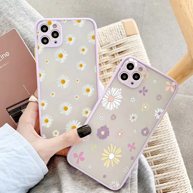 Daisy Flowers Phone Case for iphone 7 8 Plus For iphone X XR XS MAX 16 15 14 11 12 13 Pro Max Floral Shockproof Cover Fundas