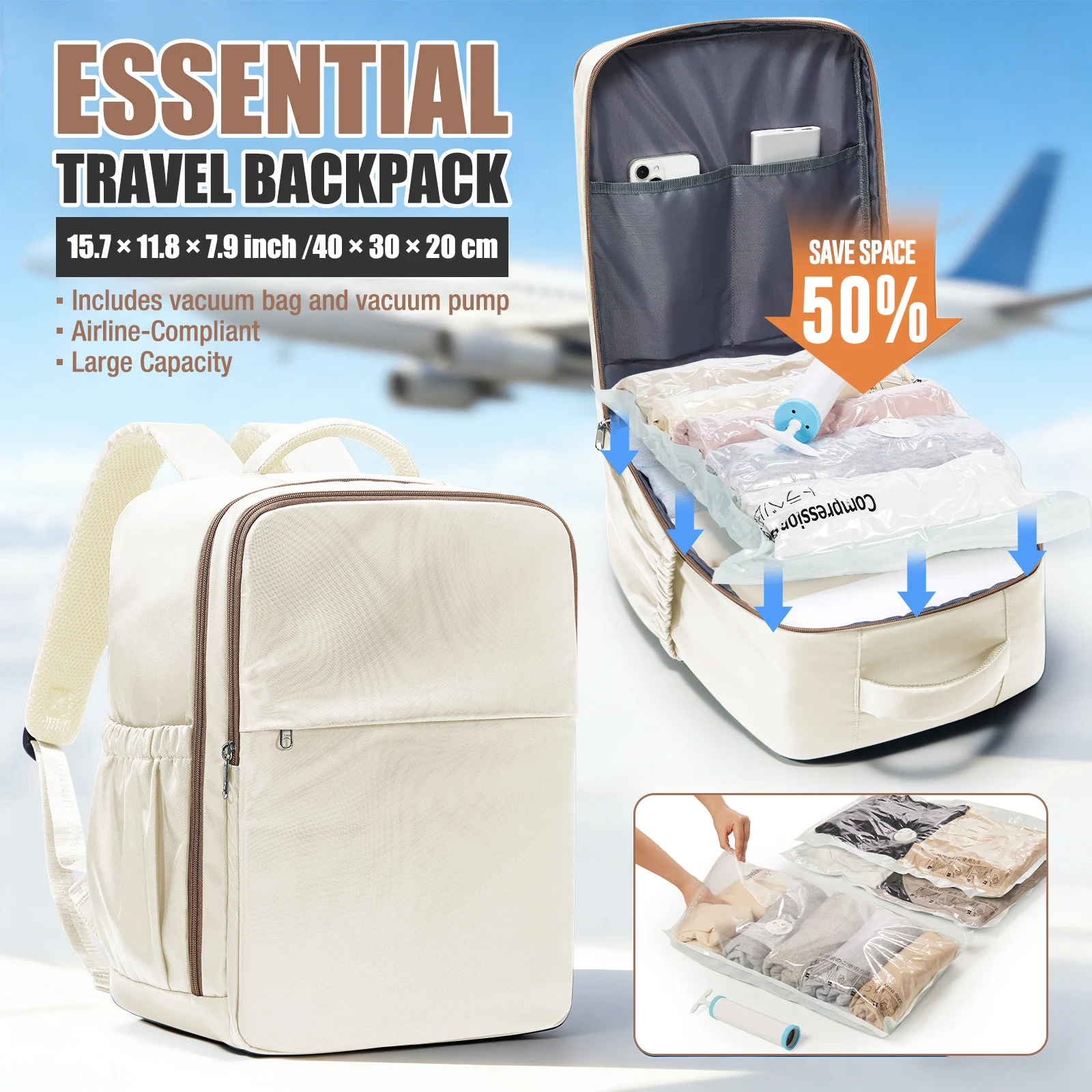 

Ryanair Hand Luggage 40x30x20 Travel Backpack, Wizzair Easyjet Carry-Ons Backpack, Laptop Work Bag for Women Men,School Backpack