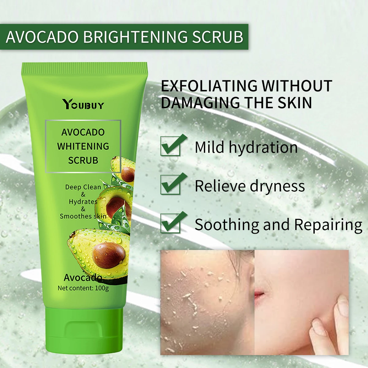 Body Scrub Beautiful and Whitening Full Body Exfoliation Goosebumps Avocado Body Hand Scrub