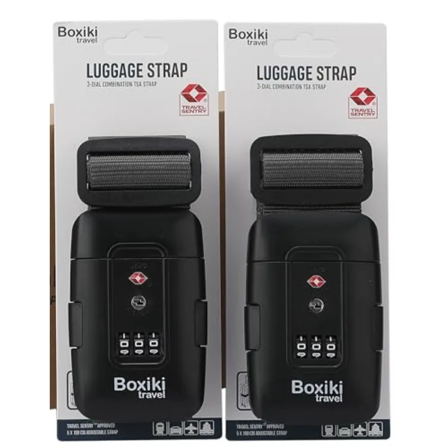 Charcoal Grey TSA Approved Luggage Straps Set of 2 Precision-Engineered Adjustable Suitcase Belts with 3-Dial Combination Lock