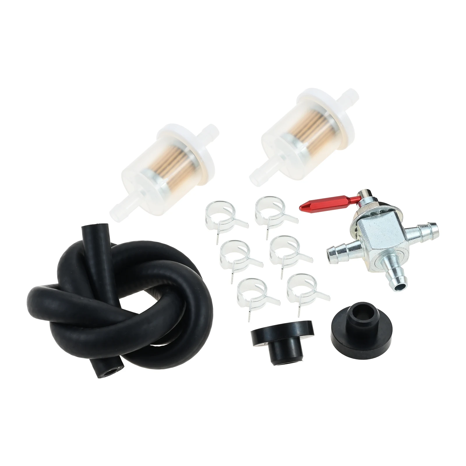 1Set Cut-Off Fuel Gas Valve with 6 Hose Clamps Replacement part for Electrolux Husqvarna Jonsered Poulan Exmark Lawn Boy Toro