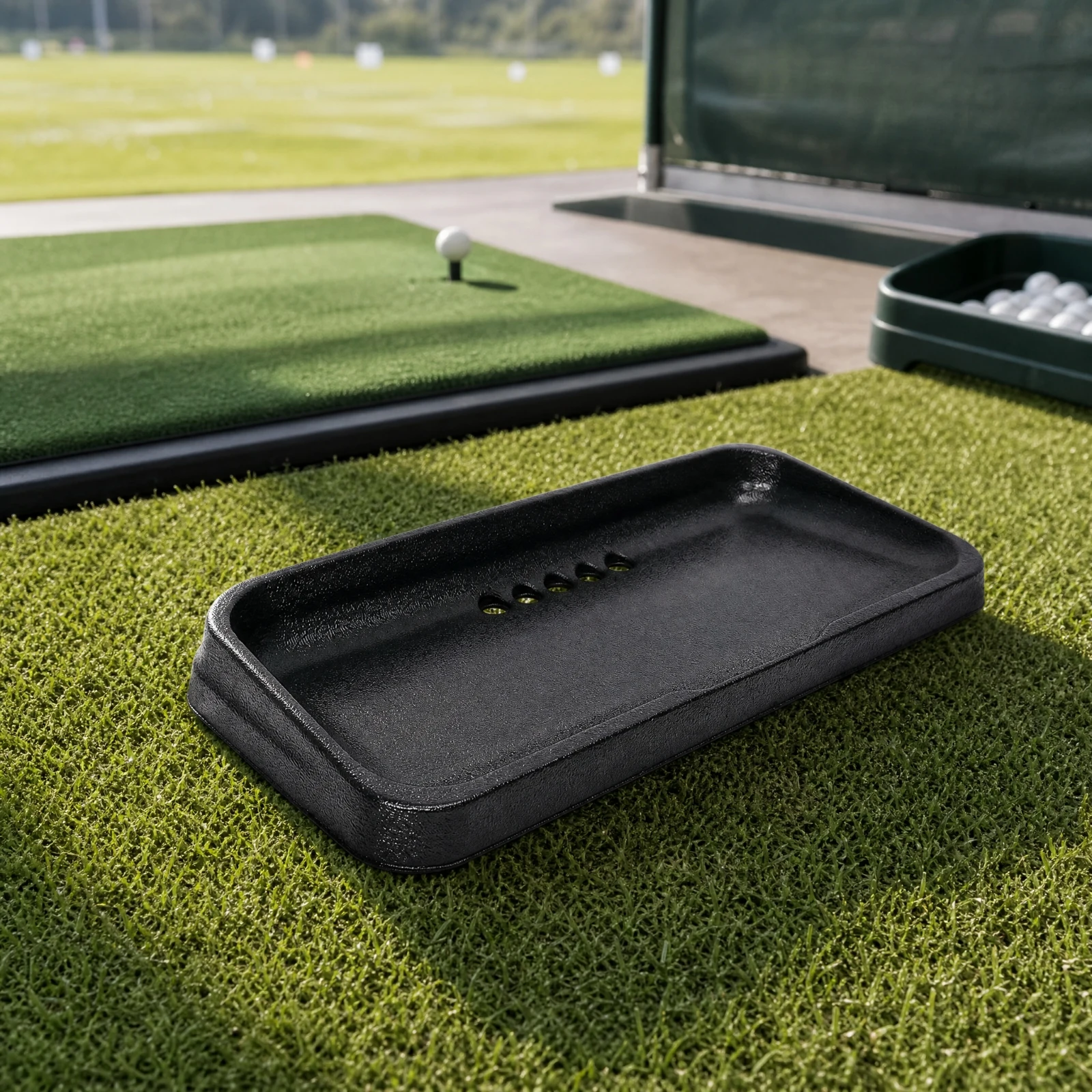 Golf Ball Practice Tray Indoor Outdoor Golf Ball Tray with Base Openings Large Capacity Reinforced Edges for Home Golfers