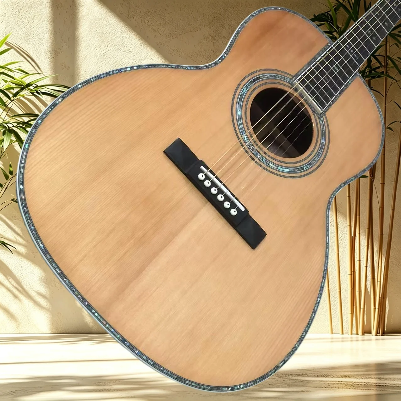 00042 Natural  Acoustic Guitar Red Cedar Top Rosewood Back Sides Ebony Fretboard Abalone Binding Fingerstyle Stage Collection
