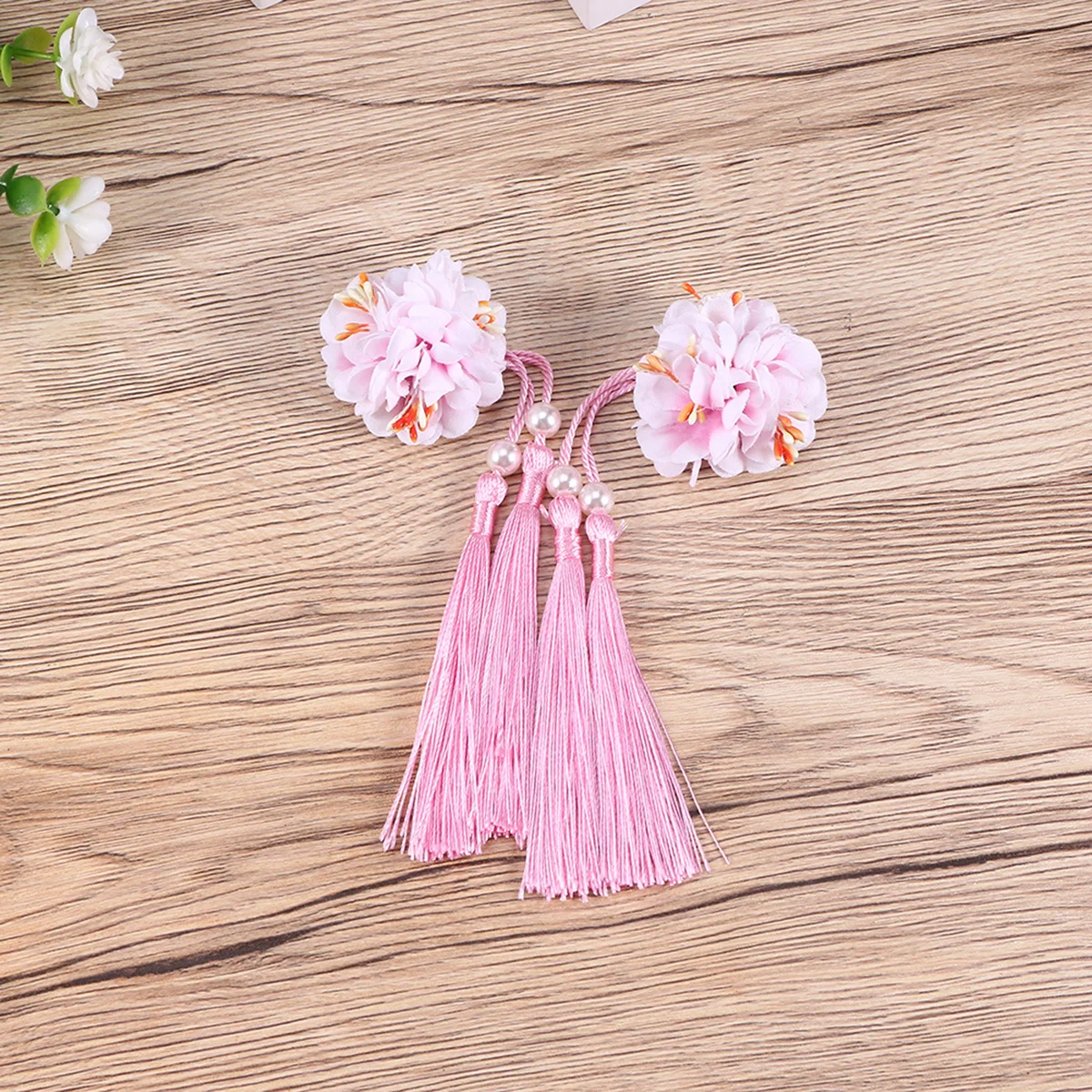 2 قطعة مقاطع الشعر شرابات زهرة دبابيس الشعر القماش الطويل تصميم الأزهار مقاطع كليب على لإكسسوارات الشعر نمط Hanfu #6